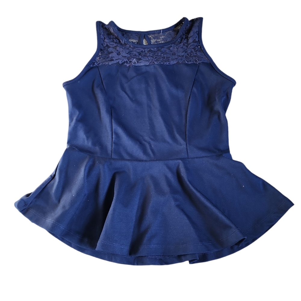Navy Peplum Top
